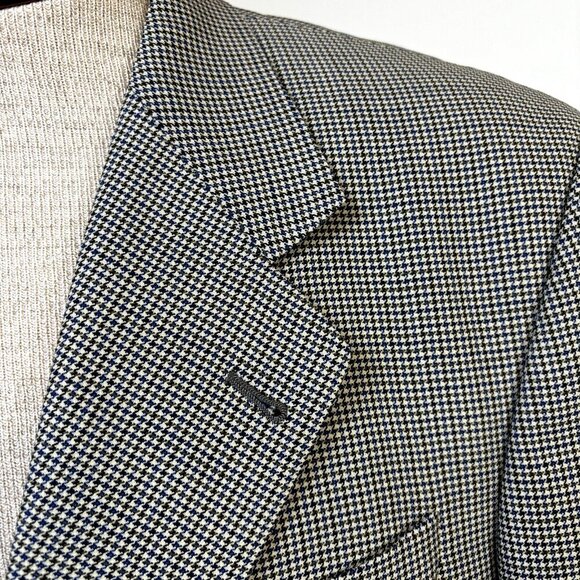 Jack Victor Handmake Men's Sport Coat Blazer‎ 46L Houndstooth Wool Suit Jacket - Picture 5 of 12